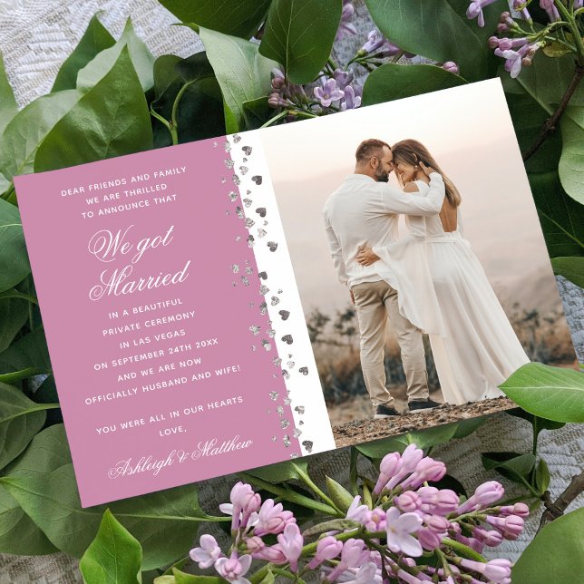 Invitación Tenemos Purpurina casada foto de corazón rosada bl (Subido por el creador)