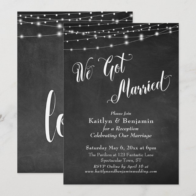 Invitación Tenemos Tipografía Casada Llamadas De Cuerdas (Anverso / Reverso)