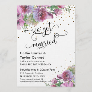 Invitación Tenemos Typografía Casada Confeti De Oro De Flor S