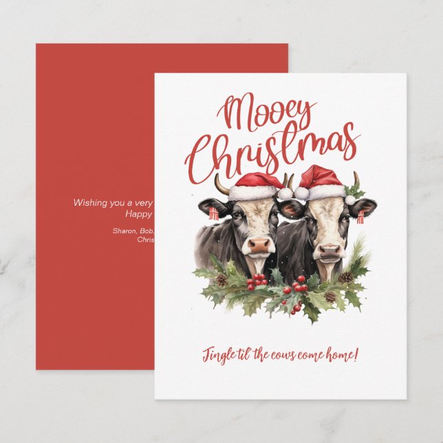 Invitación Tener a Navidades de moey Navidades de vacas (Anverso / Reverso)