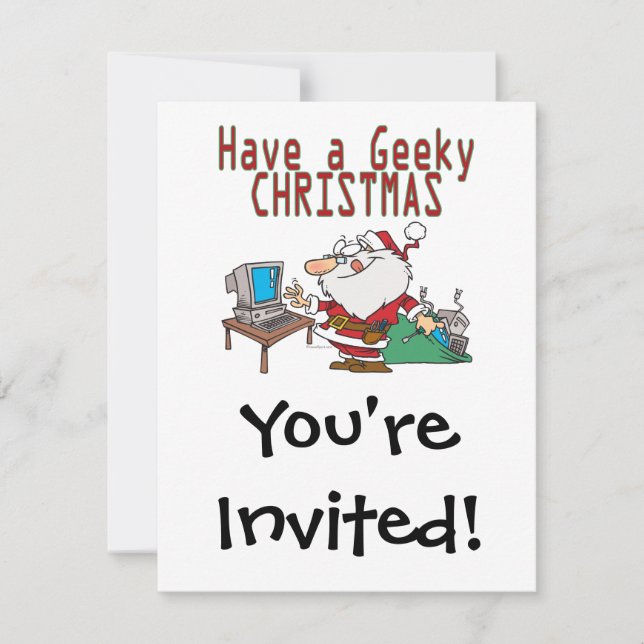 Invitación tener navidades geeky santa informática tech (Anverso)