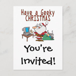 Invitación tener navidades geeky santa informática tech