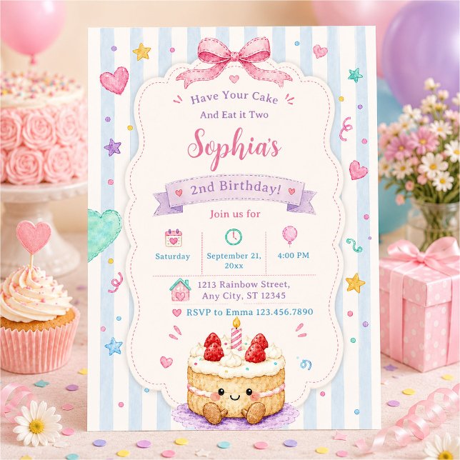 Invitación Tener Tu Pastel y Comerlo Dos 2do Cumpleaños (Subido por el creador)
