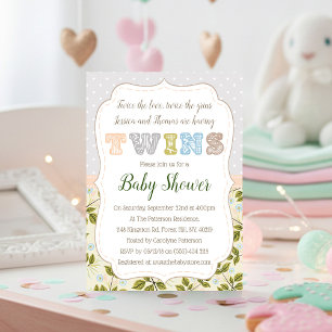 Invitación Tener Twins Neutral Baby Shower