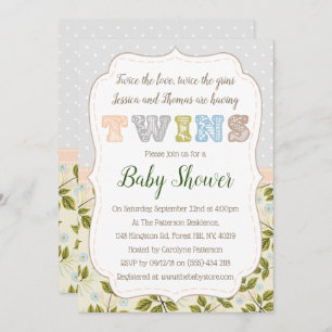 Invitación Tener Twins Neutral Baby Shower