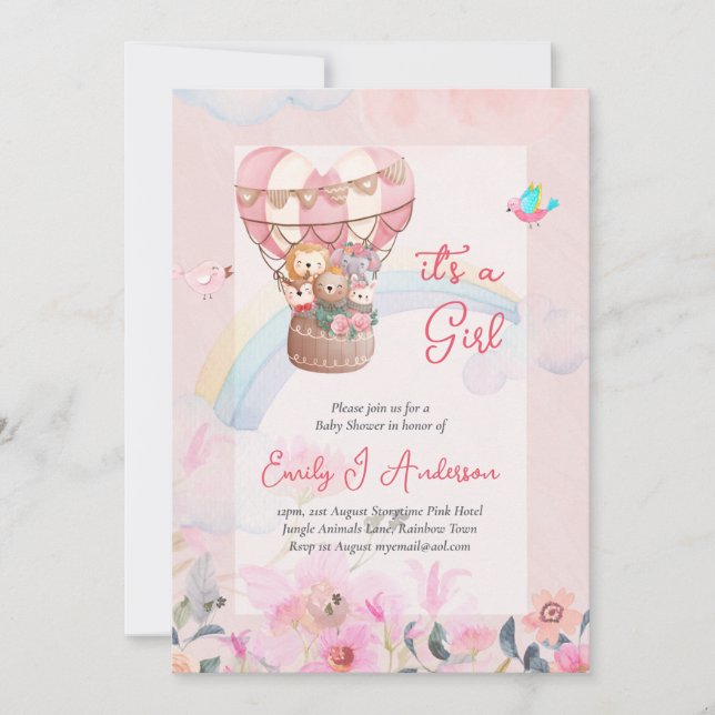 Invitación ¡Tener un Chica! Comparte la revelación de género  (Anverso)