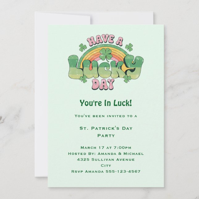 Invitación Tener un día de suerte estilo retro St. Patrick's  (Anverso)