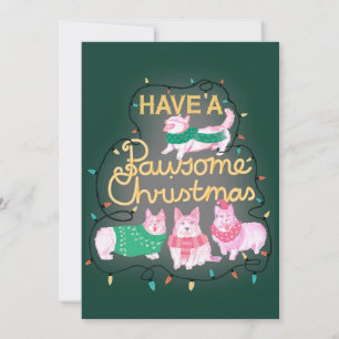 Invitación Tener Un Navidad Atractivo Festividad Corgi