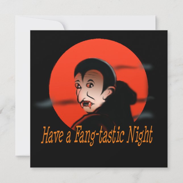 Invitación Tener una Halloween Fang-Tastic (Anverso)