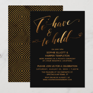 Invitación Tener y celebrar un evento post-Boda de oro negro