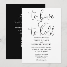 Invitación Tener y Mantener Código QR Boda en Blanco y Negro