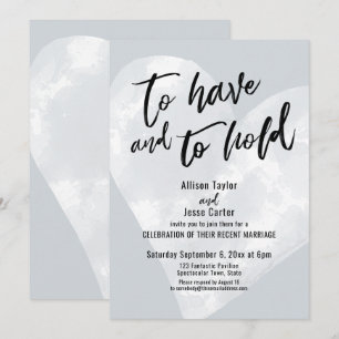 Invitación Tener y Mantener Corazón de Acuarela Blanca Gris