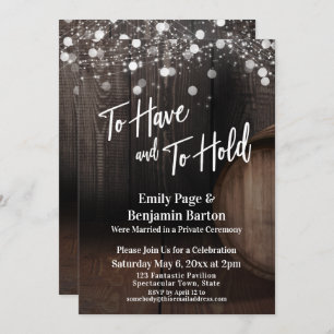 Invitación Tener y mantener el barril y las luces de madera