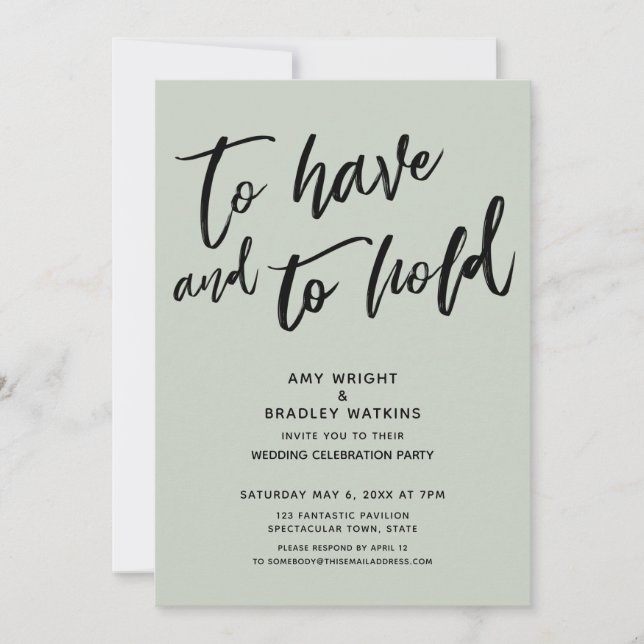 Invitación Tener y mantener la recepción de bodas simples (Anverso)