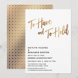 Invitación Tener y Mantener Recepción de Oro Moderno