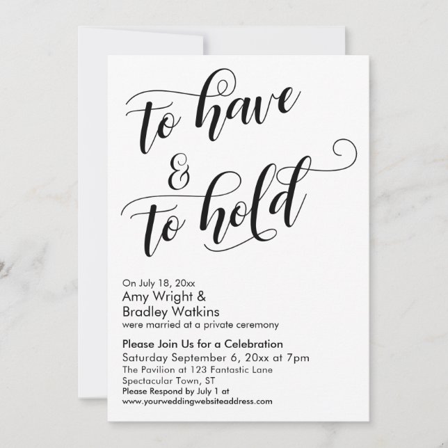 Invitación Tener y Mantener Secuencia de Celebración Después  (Anverso)