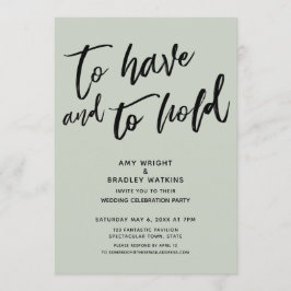 Invitación Tener y Mantener Simple Recepción de Boda Sage