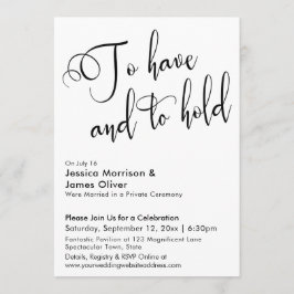 Invitación Tener y Mantener Solo Recepción de Caligrafía