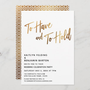 Invitación Tener y mantener una recepción moderna de oro
