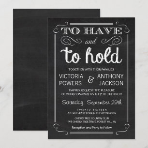Invitación Tener y retener   Boda de tipografía de cartón