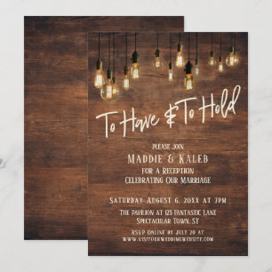 Invitación Tener y sostener luces Edison de madera marrón