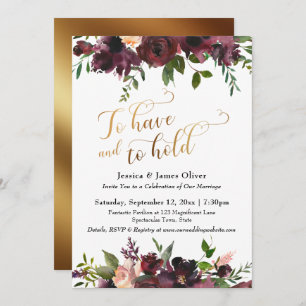 Invitación Tener y sostener oro moreno rojo oscuro