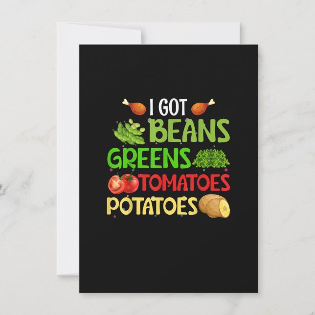 Invitación Tengo Judías Verdes Papas Tomates Graciosos Gracia (Anverso)