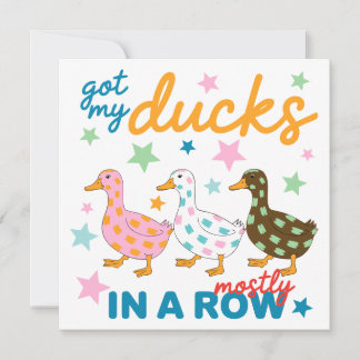 Invitación Tengo Mis Patos Casi En Fila Diseño Divertido De P