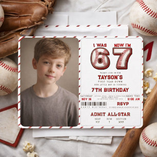 Invitación Tenía 6, Ahora Tengo 7 – Cumpleaños de Béisbol núm