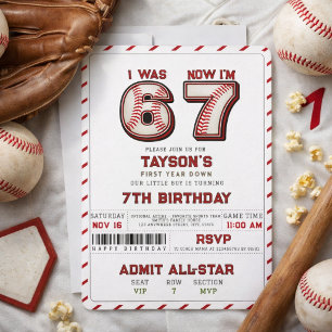 Invitación Tenía 6, Ahora Tengo 7 – Cumpleaños de Béisbol núm