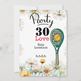 Invitación Tenis 30.ª pelota de tenis y número amor