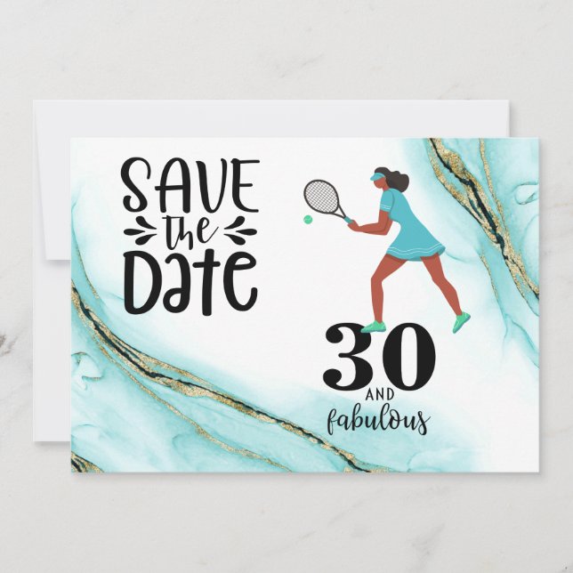Invitación Tenis 30 cumpleaños Salven la fecha (Anverso)
