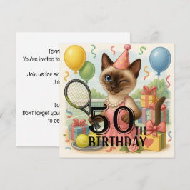 Invitación Tenis 50 años para los amantes del gato