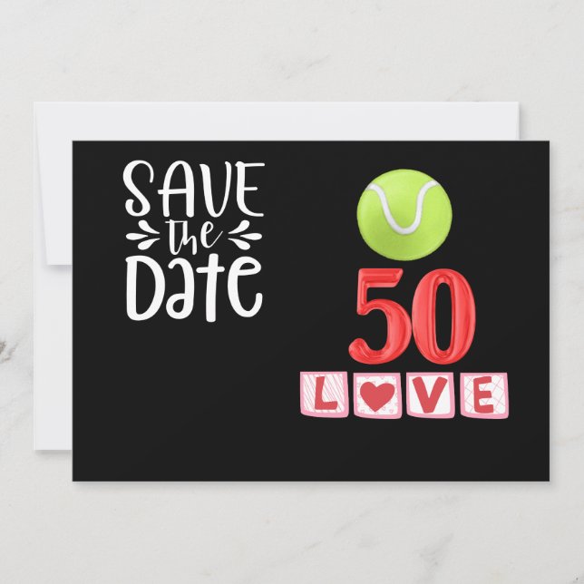 Invitación Tenis 50 cumpleaños Salven la fecha (Anverso)