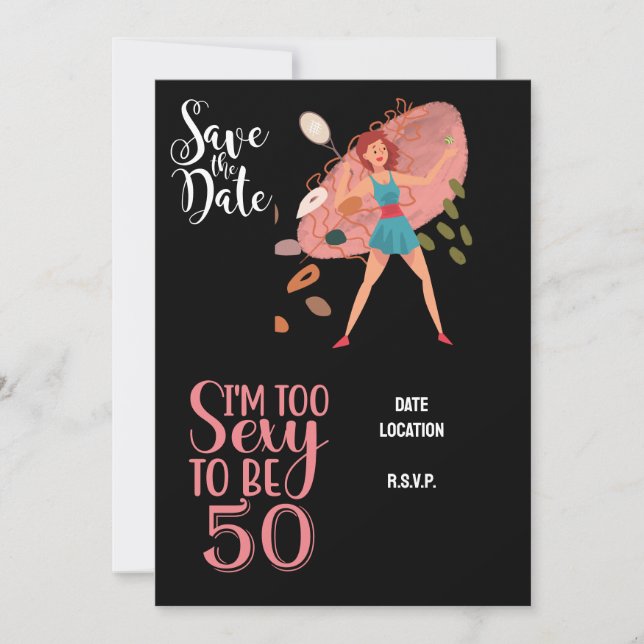 Invitación Tenis 50 y fabulosa fiesta de cumpleaños (Anverso)