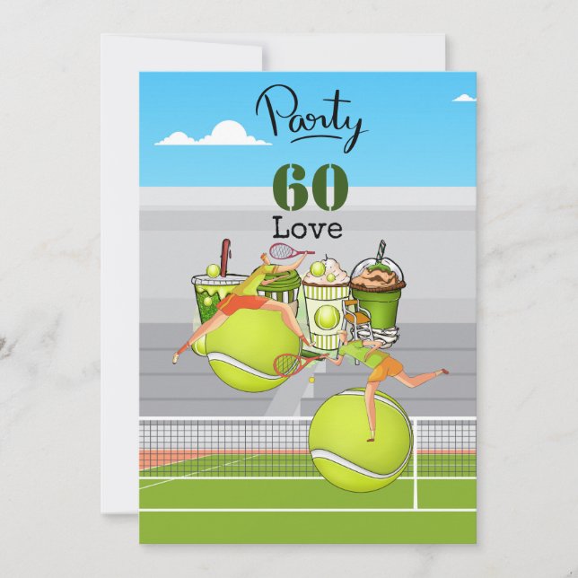 Invitación Tenis 60.º Nacimiento número de baloncesto amor (Anverso)