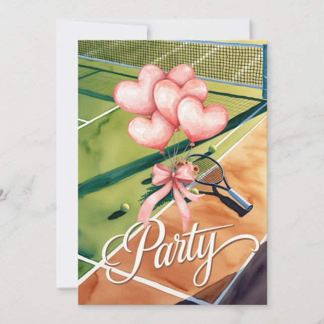 Invitación Tenis con globo de amor en la fiesta de bodas en l (Anverso)