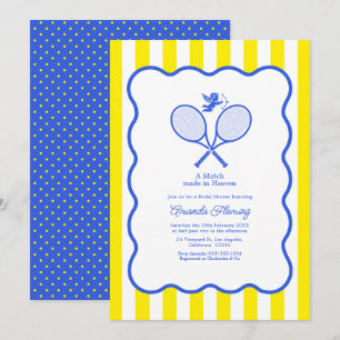Invitación Tenis de boda Royal Blue & Canary Yellow