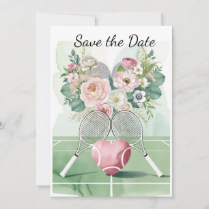 Invitación Tenis Guardar la fecha de la acuarela del boda del