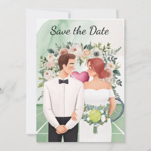 Invitación Tenis Guardar la fecha de la acuarela del boda del