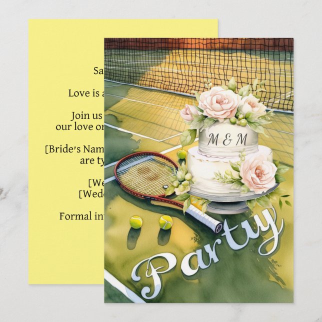 Invitación Tenis Guardar la fecha para el boda del jugador de (Anverso / Reverso)