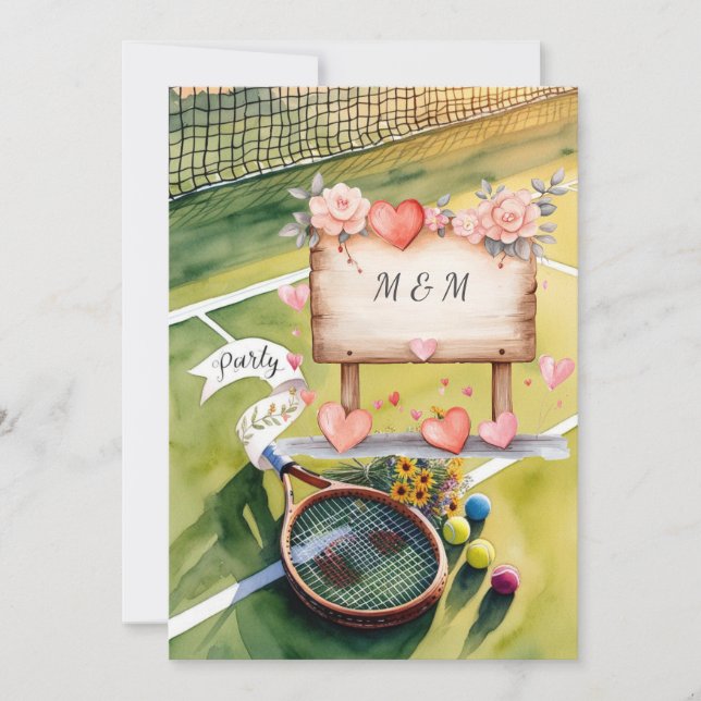 Invitación Tenis Guardar la fecha para el boda del jugador de (Anverso)