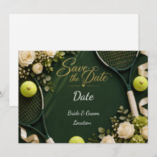 Invitación Tenis Guarde la fecha para la boda del jugador de