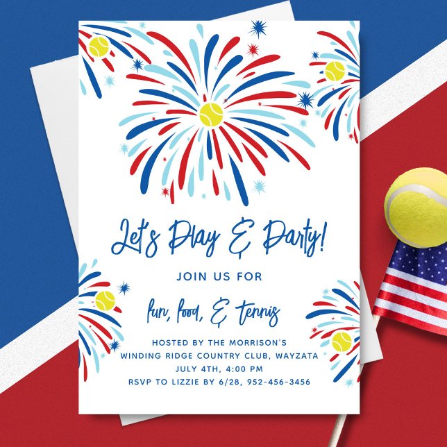 Invitación Tenis patriótico y fuegos artificiales 4 de julio  (Subido por el creador)