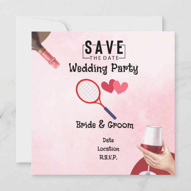 Invitación Tenis raqueta con amor por el Boda (Anverso)