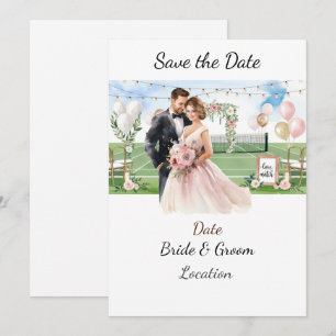 Invitación Tenis Salven la fecha de boda de jugador de tenis