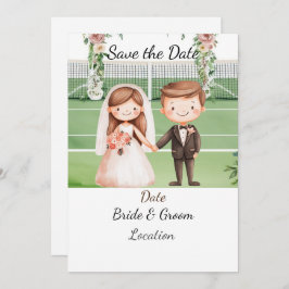 Invitación Tenis Salven la fecha de boda de jugador de tenis