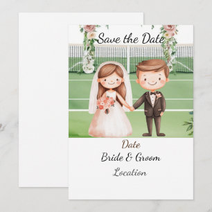 Invitación Tenis Salven la fecha de boda de jugador de tenis