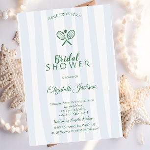 Invitación Tenis verdes raquetas rayas azul rayado ducha de n