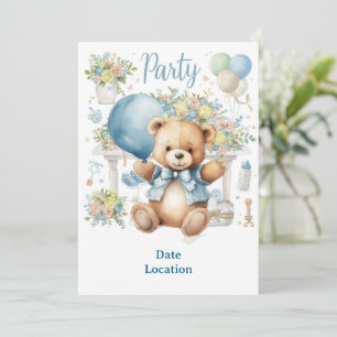 Invitación Tennis Baby Shower para Baby Boy con temática azul